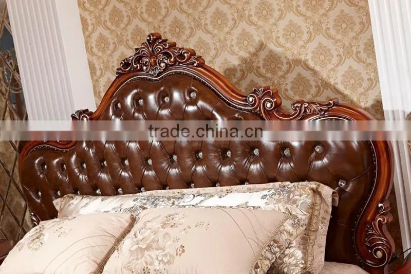 2016 Yumian luxury European type Classic style bedroom set Bed Bedside table Wardrobe Dressing table Commode