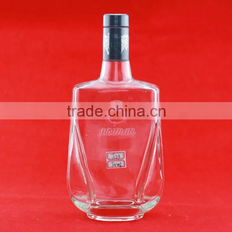 Best price frost blue printing bottles screw thread mouth bottles thick bottom 700ml bottles