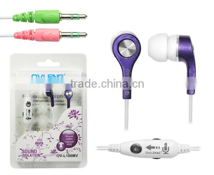 Ovleng computer earphones double jacks