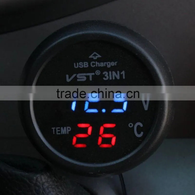 New Car Charger Dual USB DC 12V 2.1A Universal Adapter With Voltage/temperature/Current Meter Tester Digital LED Display