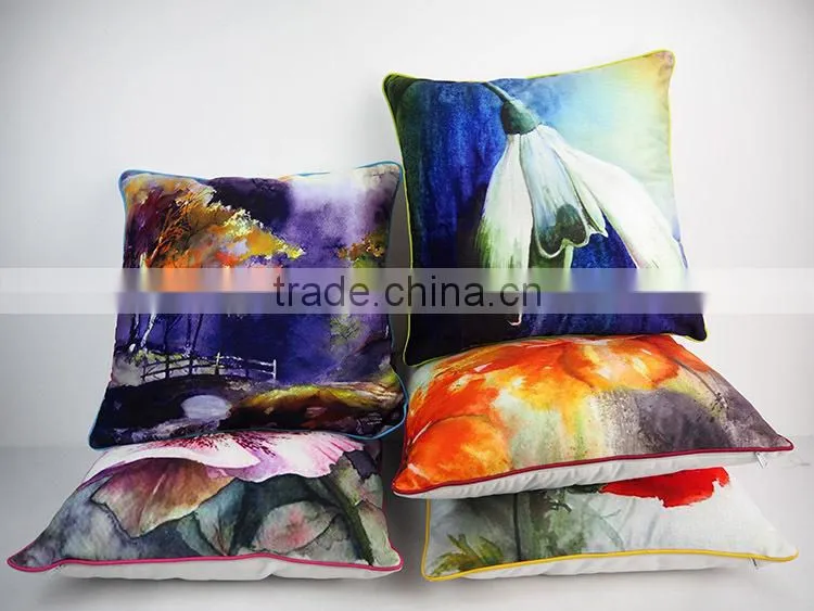 Decorative car sofa bed flower printed cushion covers comfortable fabric velvet pillow cases