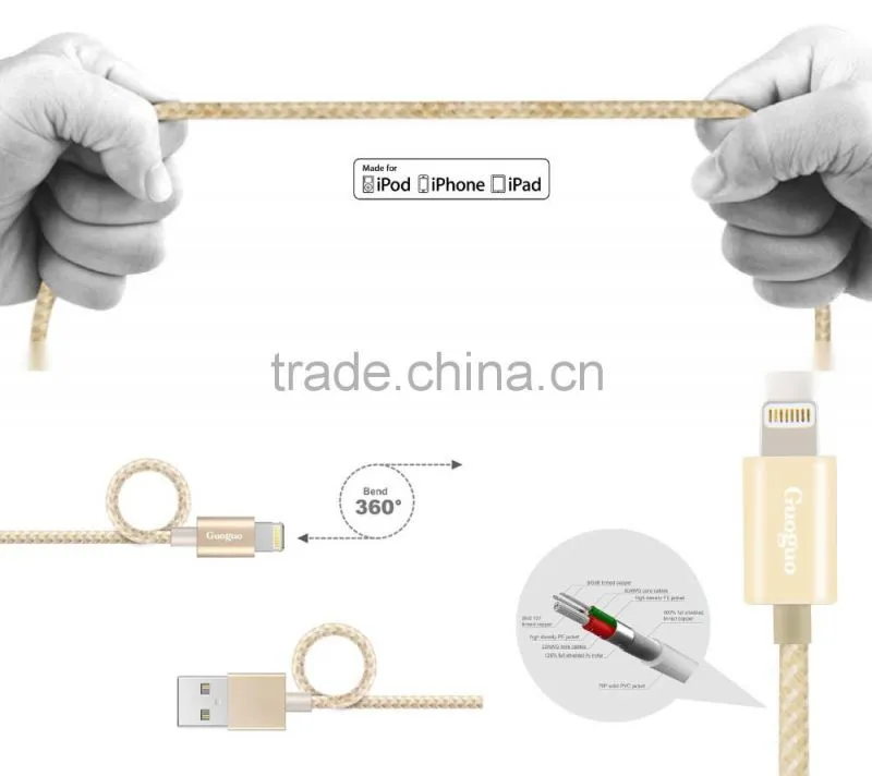 2016 New Fashinable Nylon Braided Cable Aluminum USB Charger Cable