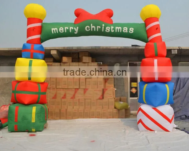 Christmas Inflatable Candy Cane Arch with Santa and Snowman Decoration