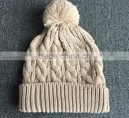 Unisex jacquard korean style winter cap with pompom