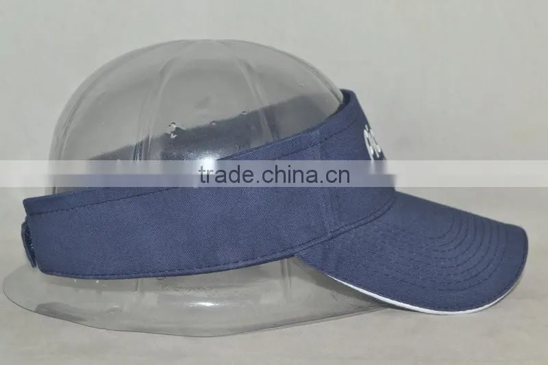 Guangzhou hat factory professional custom 100% cotton/dark blue/sun visor