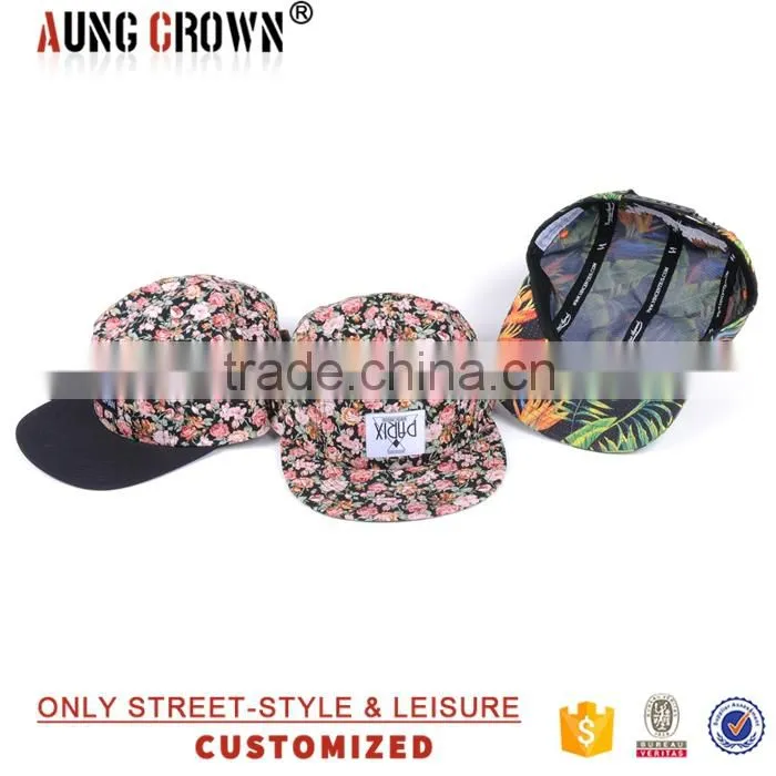 design your own floral 5 panel hat cap