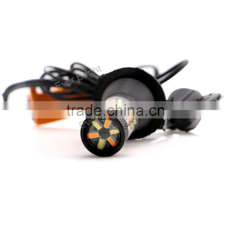 T20 4014 60smd LED Dual Color White/Amber Switchback Turn Signal Light Canbus Error Free Decoder Load Resistor W21W