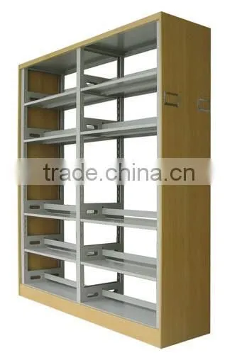 Double Sided Three Column Steel Library Book Shelf