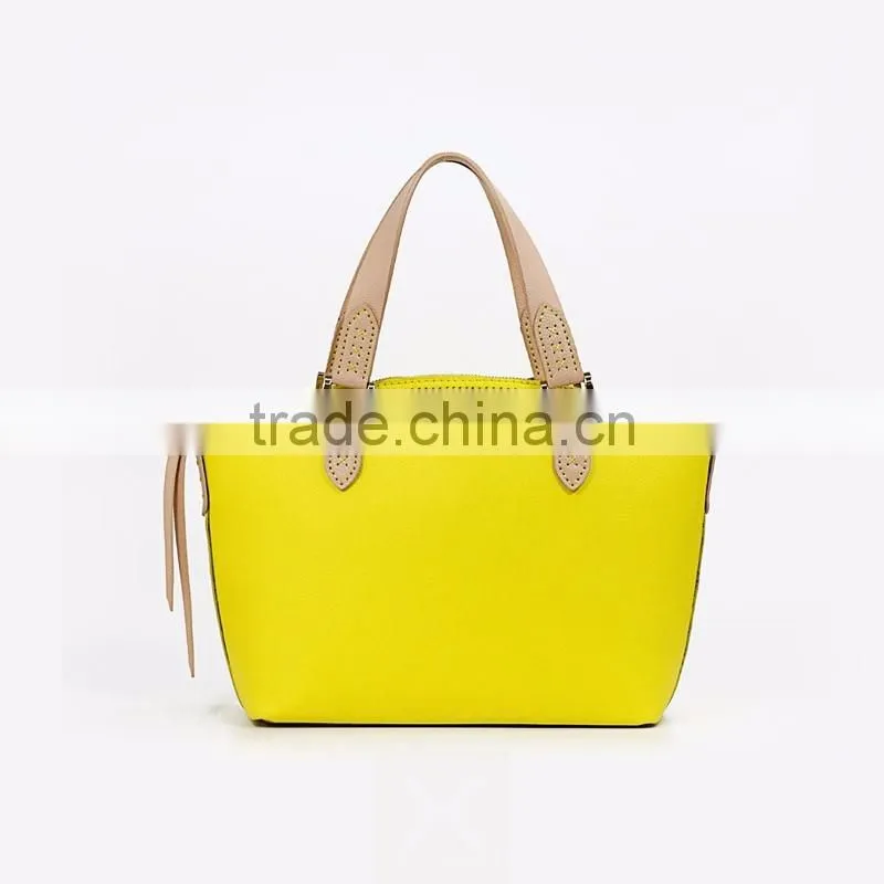 EVA Leather Handbags - Cowhide - Yellow