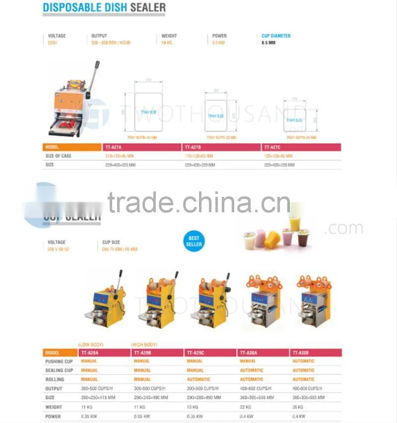 2017 Great Quality Sealing Machine for Aluminum Foil Cup for Complete Details, CE, 300~500 Cups / Hour, 75 &95 MM