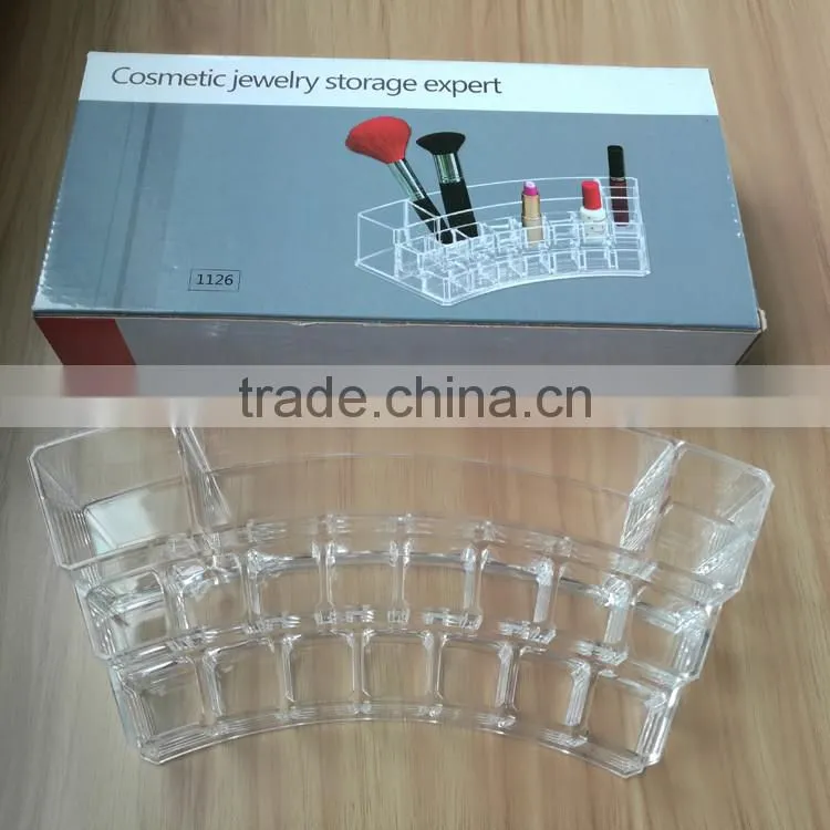 2016 hot sale in China Wholesale Glass Acrylic Cosmetic Jewelry Storage Organizer Fanshape for women make up