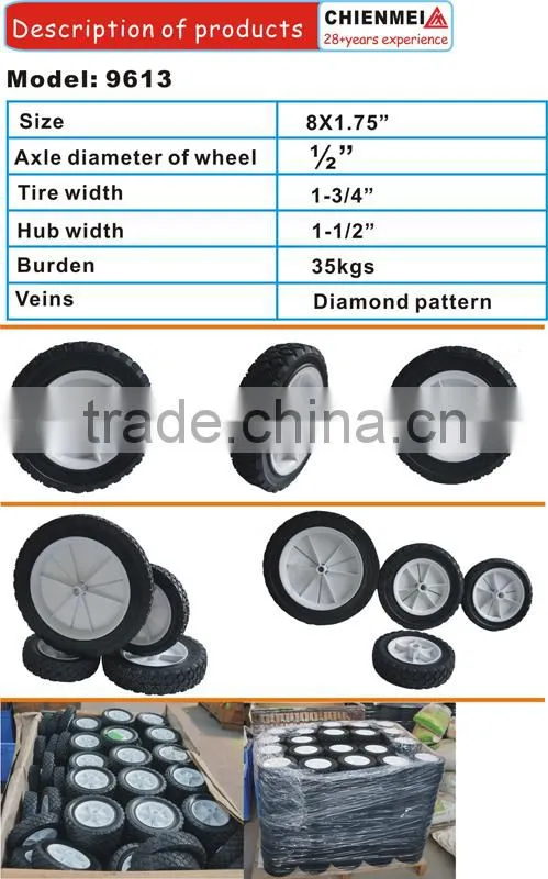 8" rubber wheel for lawn mowers, hand trucks, and yard tractors,wheelbarrow tyre