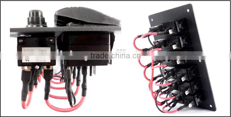 Excellent 6 Gang 12V 24V Aluminum LED Rocker Switch Panel With Circuit Breakers