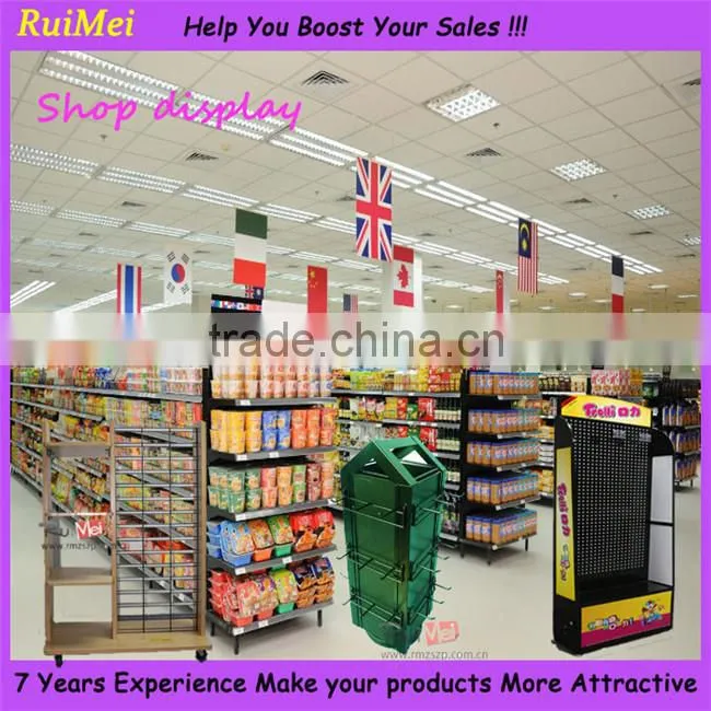 Flooring Portable Metal Supermarket Display Stand Slatwall Display