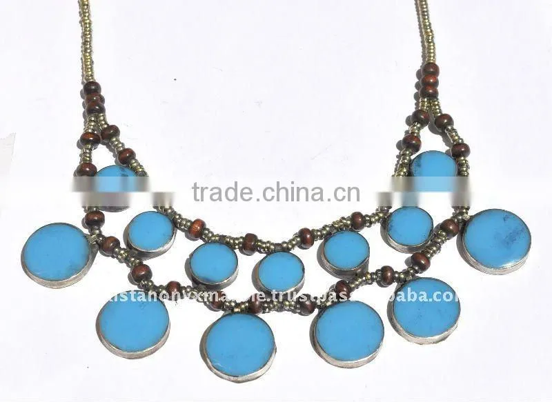 Ethnic Tribal kuchi afghan silver tourquoise neckleces Jewelry Kuchi nomads