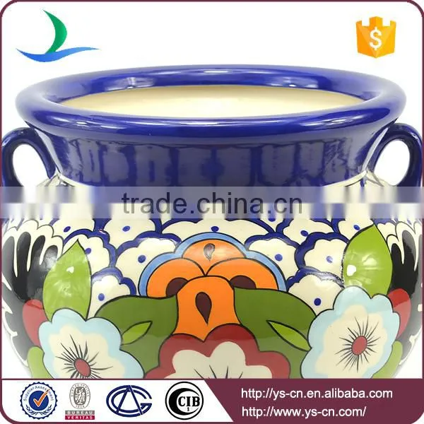 YSfp0002 Morden vintage handmade ceramic flower pot with earhandle