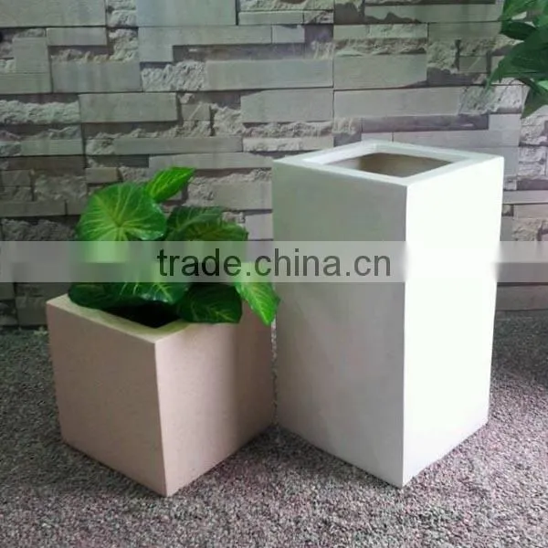 Fiberglass Modern Sandstone Smoothly Cube Planter