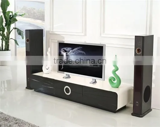 Living room furniture modern design bright MDF drawer and stainless steel base TV stand E337