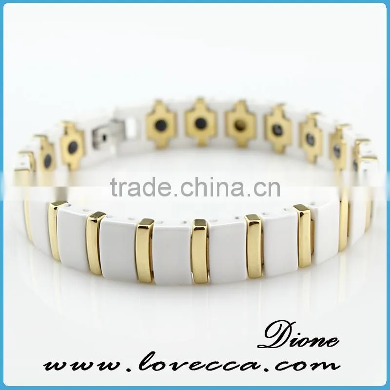 Mens germanium and tourmaline bracelet, germanium ceramic bracelet