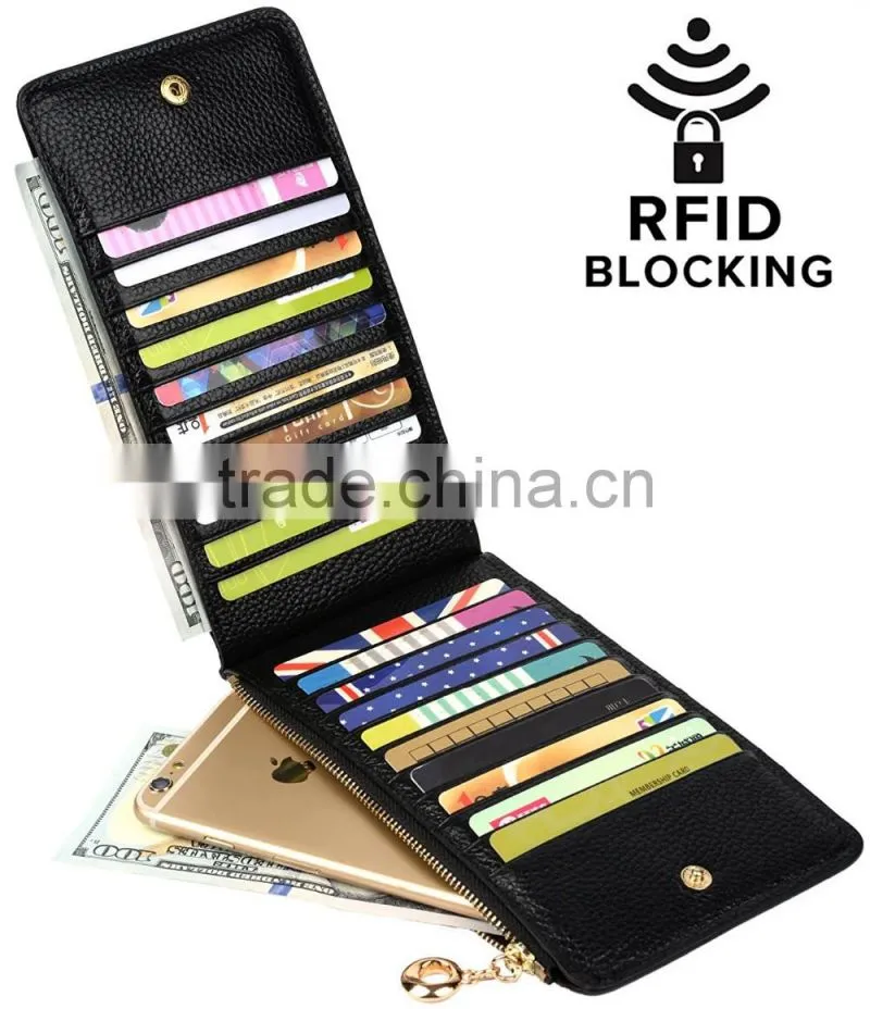 Genuine Leather Multi Card Holder Wallet with Zipper Pocket for Men&Women