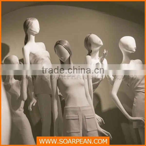 Custom lovely fiberglass sexy lifelike female mannequin with wig