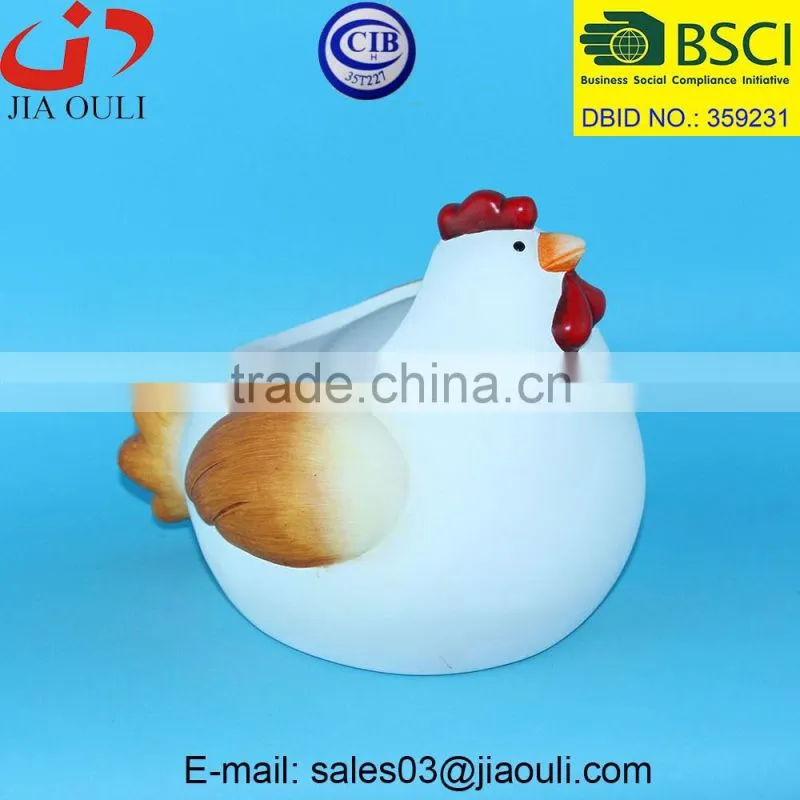 BSCI Audit Factory popular Easter decorations ceramic Bunny with basket , lovely Rabbit Figurines