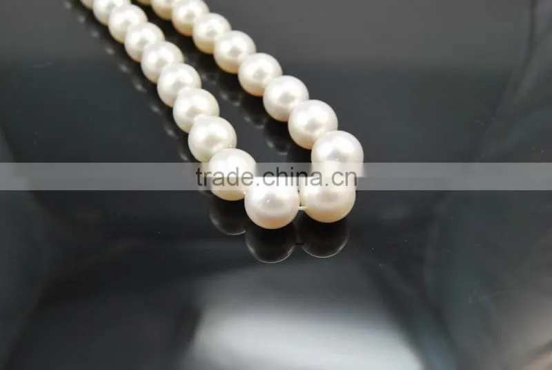 high quality 11-12mm AA white round south sea pearl strands