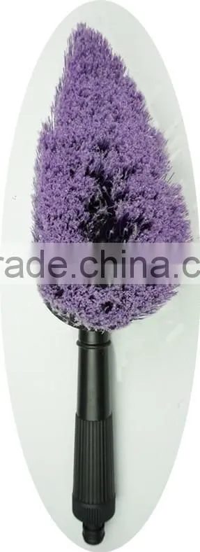 short handle water flow through car wheel cleaning brushes