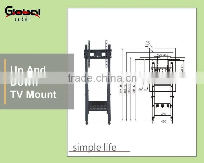 New design modern metal TV bracket, adjustable movable TV cart stand