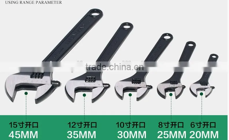 Berrylion 15"/375mm Adjustable Wrench Black Polished Adjustable Wrench