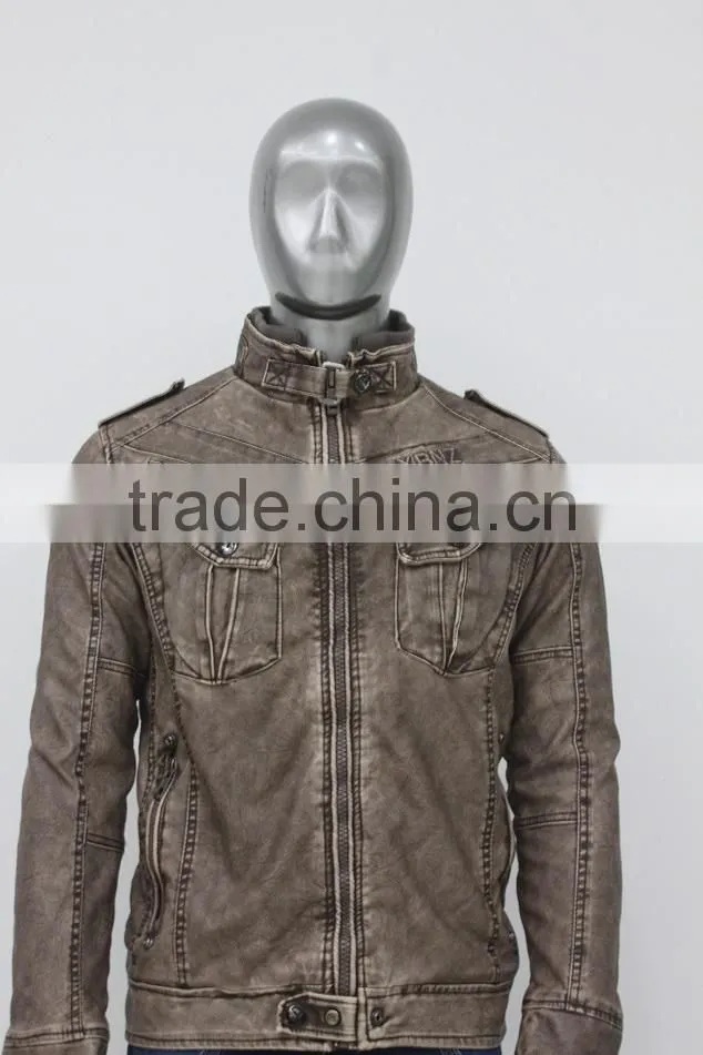 2014 Korean Style Men Slim Men's Leather Motorcycle Jacket Mens Leather Jacket