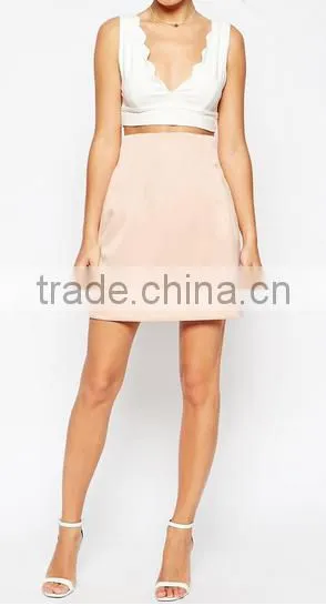 High Waist Pleat Structured Lantern Thick Skirt