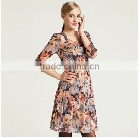 New Design Ladies Clothes Flower Fancy Dress Costumes Custom Dress Shirts With Seeve