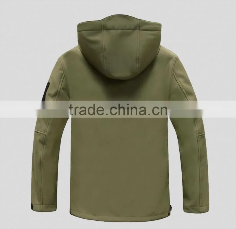 Black softshell jacket army green hooded business jacket