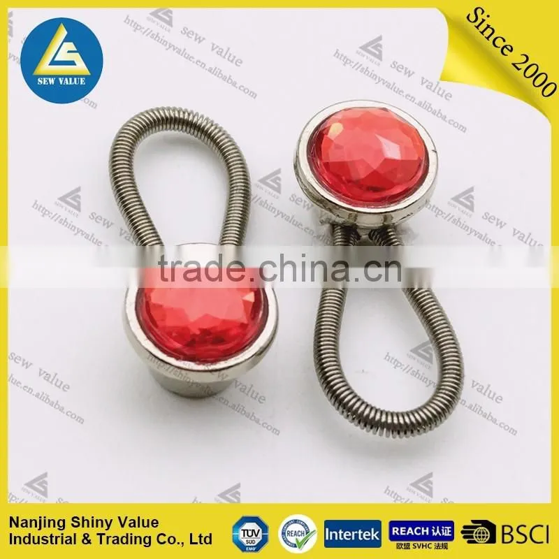 Manufacturer directly supply metal button extenders with beautiful decoration diamond in individual package