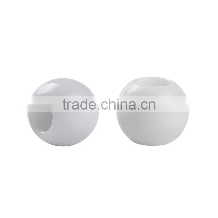 CCB Plastic European Style Large Hole Charm Beads Round White