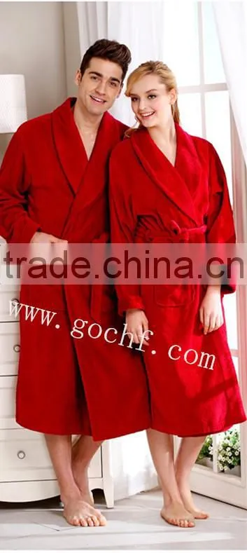Plush terry towel bathrobe morning gown