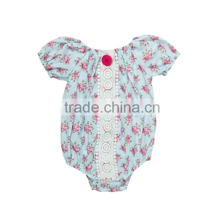 2017 Floral Printed Infant Jumpsuit 100% Cotton Fluffy Sleeve Baby Romper