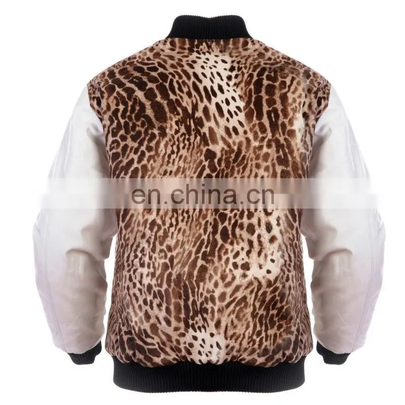 fashion cotton and spandex leopard printed cuff slim blazer jacket 2016 design