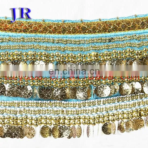 Y-2003 Egyptian velvet fabric gold coins belly dance hip scarf