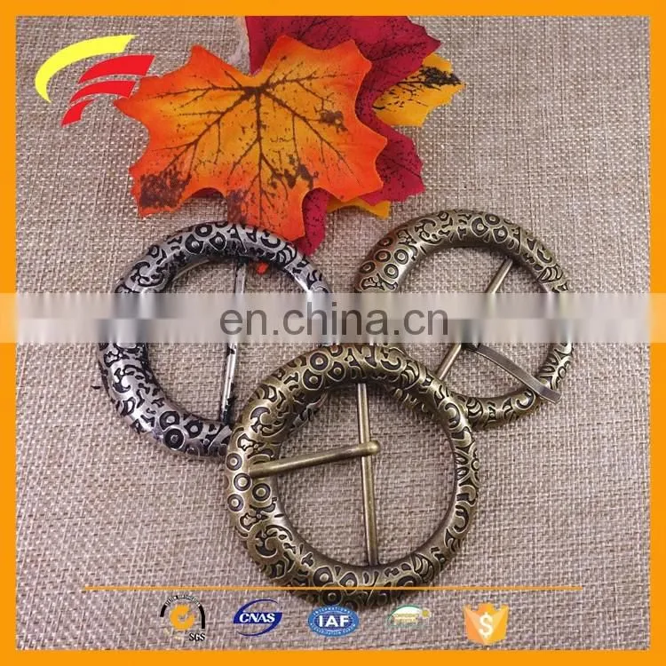 metal vintage rounds shape pin buckle antique style tri-glide belt buckle