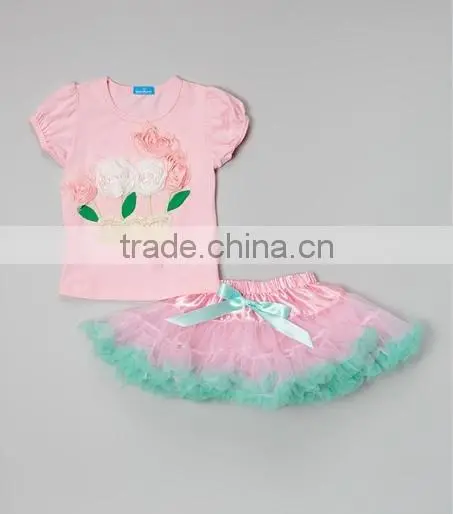 2014 new, three-dimensional flower girls, short-sleeved dress gauze tutu