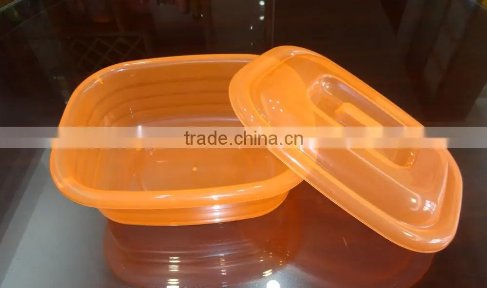 Popular plastic food storage container, rectangular basin with cover