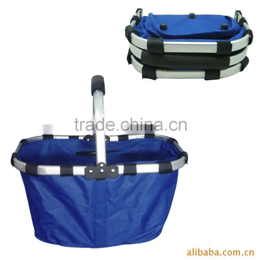 Foldable shopping basket with color fabric and aluminum tube