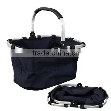 Foldable shopping basket with color fabric and aluminum tube