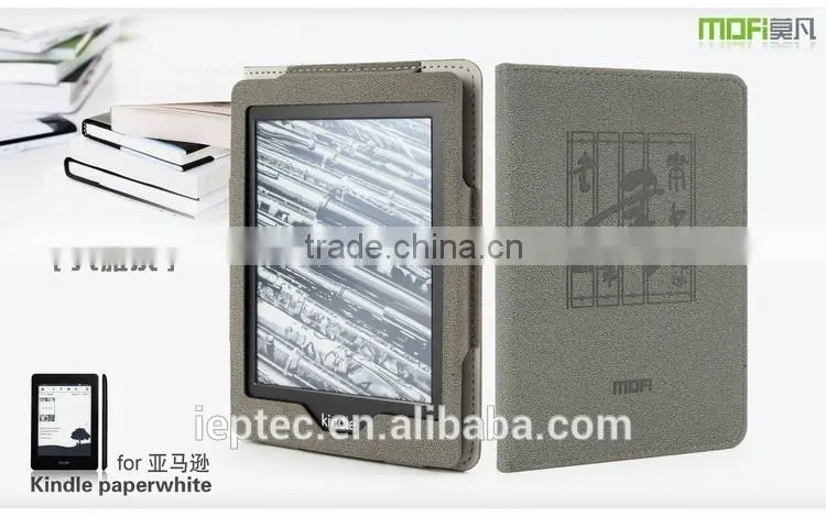 MOFi Wholesale Waterproof Leather Flip Case Cover for Amazon Kindle Paperwhite