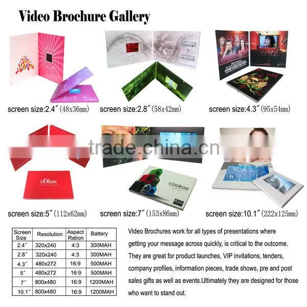 10.1inch LCD video brochure card advertising/wedding invitation card