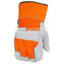split leather safety gloves with multi color cuff