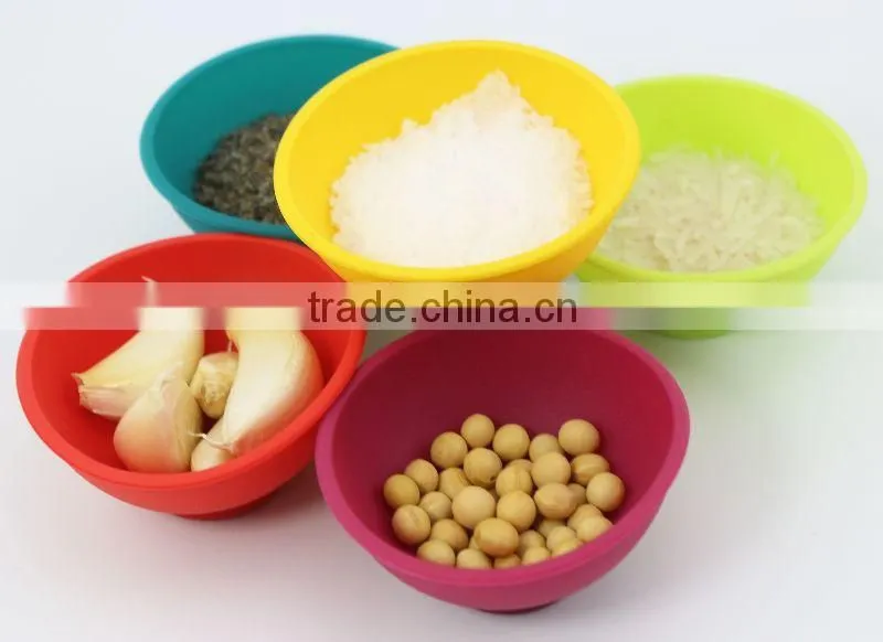 Multi-colored small silicone bowls