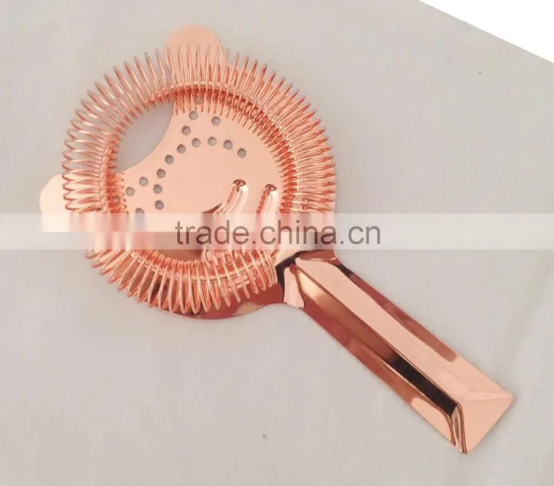 stainless steel ice cocktail strainer with copper plated color